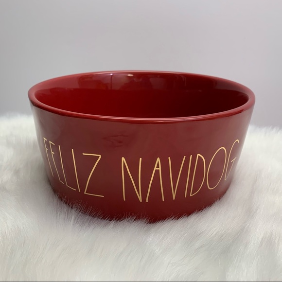 Rae Dunn FELIZ NAVIDOG Ceramic Dog Bowl NEW - Picture 3 of 9